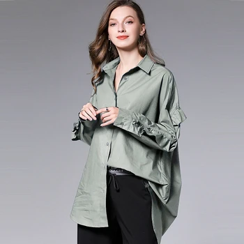 Solid Women Tops Loose Plus Size Dresses 2020 Spring New Turn Down Collar All-match Ruffle Shirt Fashion
Solid Women Tops Loose Plus Size Dresses 2020 Spring New Turn Down Collar All-match Ruffle Shirt Fashion