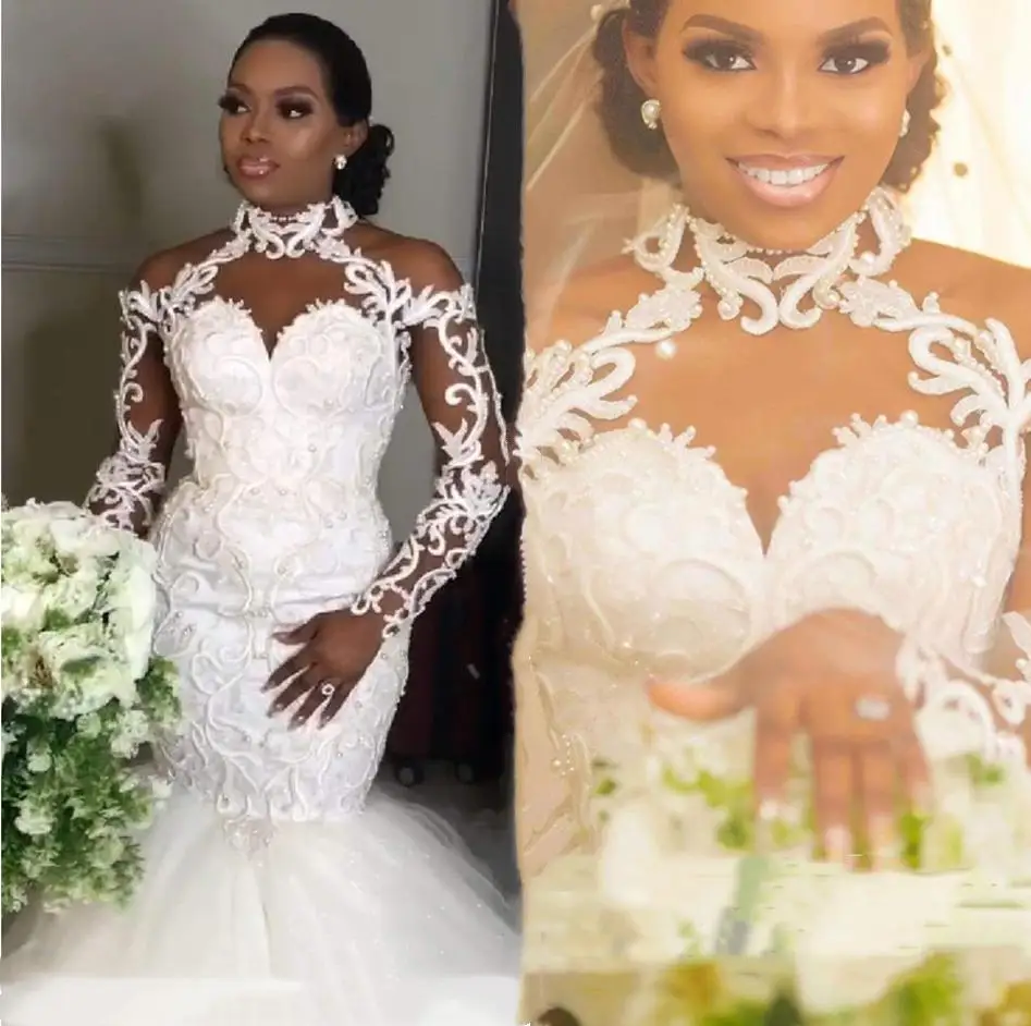 High Neck African Lace Appliques Mermaid Wedding Dresses 2024 Illusion Long Sleeves Vestidos De Novia Bridal Gowns
High Neck African Lace Appliques Mermaid Wedding Dresses 2024 Illusion Long Sleeves Vestidos De Novia Bridal Gowns