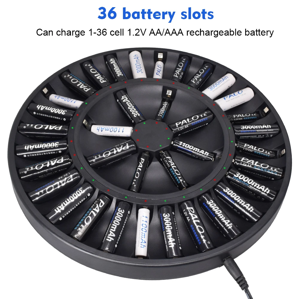 

PALO 36 slots 1.2v AA Battery Charger KTV School Hotel Club USE Smart Chargers for 1.2v Ni-MH Ni-CD AA AAA Rechargeable Battery