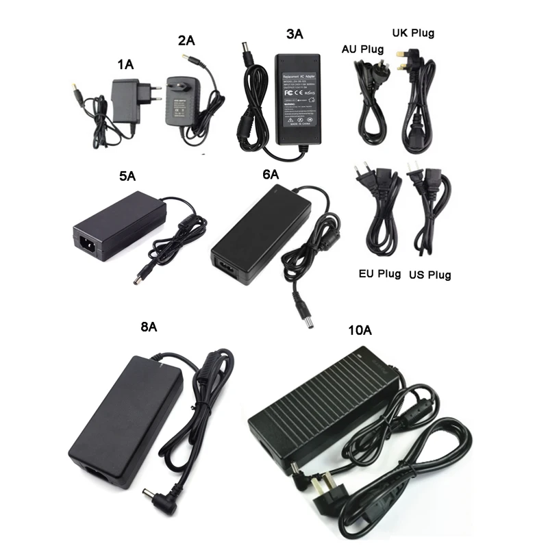 12V Power supply adapter for led strip AC110-220V to DC12V 1A 2A 3A 4A 5A 6A 10A transformer with EU/US/UK/AU plug
12V Power supply adapter for led strip AC110-220V to DC12V 1A 2A 3A 4A 5A 6A 10A transformer with EU/US/UK/AU plug