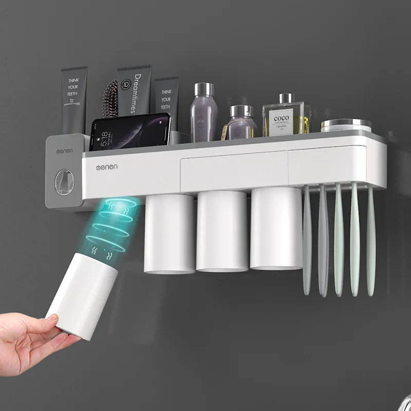 Magnetic Adsorption Inverted Wall Mounted Toothbrush Holder with Cups Toothpaste Dispenser Makeup Cleaner Bathroom Organizer New
Magnetic Adsorption Inverted Wall Mounted Toothbrush Holder with Cups Toothpaste Dispenser Makeup Cleaner Bathroom Organizer New