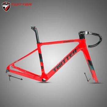 

TWITTER 700C Carbon Frame Road Bike Frameset Disc Brake Thru axle 12X142 Aero Gravel Racing Bicycle Frame set And Fork Drop bar