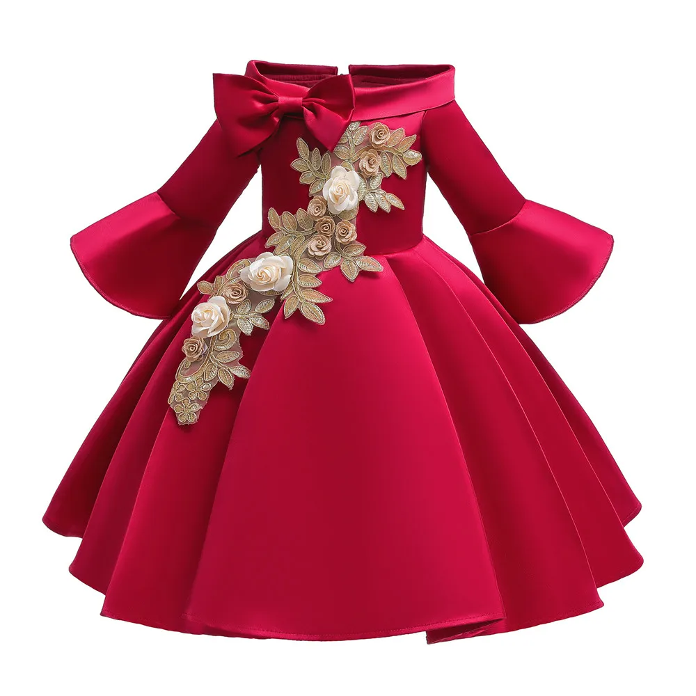 Flower Girls Dresses New Christmas Princess Dress Cute Kids Wedding Party Prom Gown Formal Children Clothing For Girls 10 Years (1)