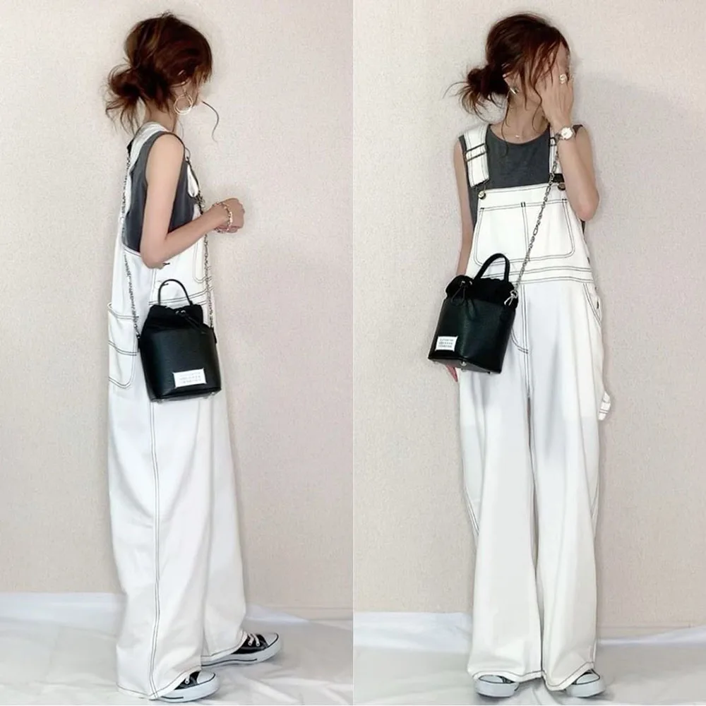 2020 Summer Japanese White Denim Jumpsuit Overalls Lazy Wind High Waist Ultra Loose Wide Leg Trousers Jumpsuit Autumn Fashion
2020 Summer Japanese White Denim Jumpsuit Overalls Lazy Wind High Waist Ultra Loose Wide Leg Trousers Jumpsuit Autumn Fashion