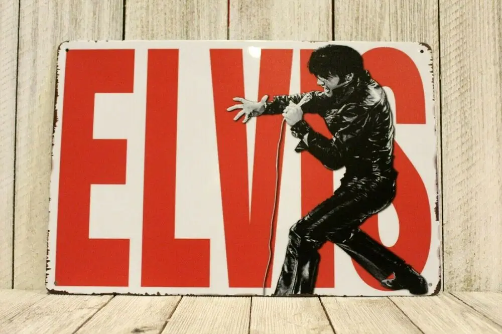 Новый жестяной постер Elvis Presley в концерте значок мужская пещера винтажный вид