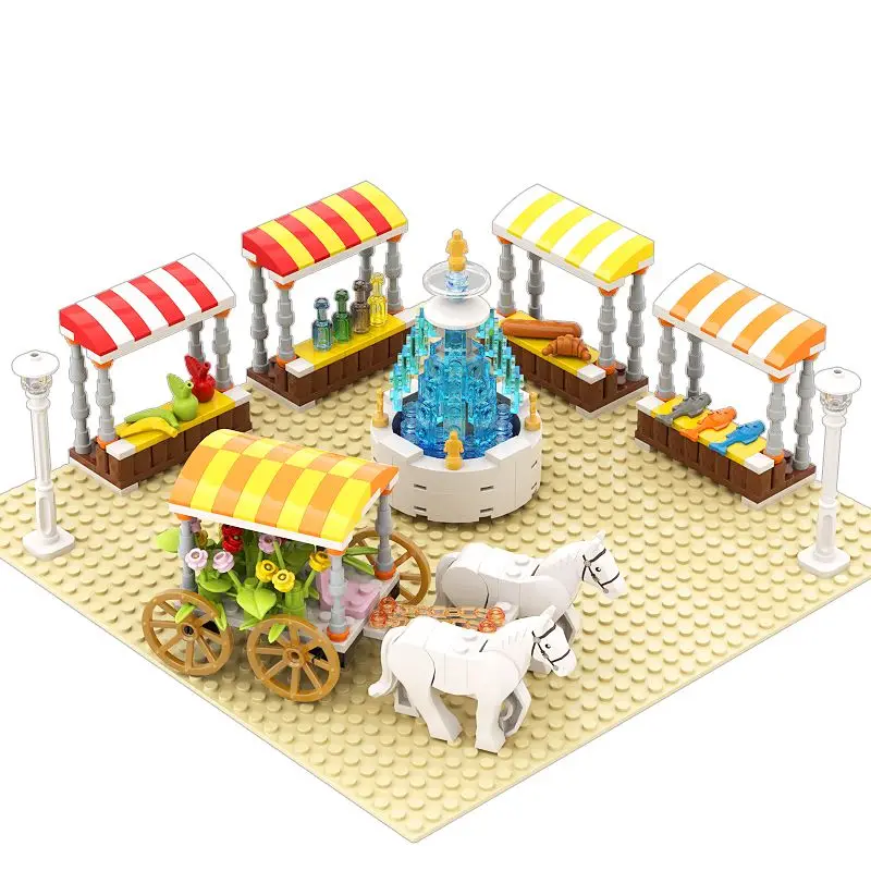 MOC Building Blocks Medieval City Square Booth Shop Float Fountain Pool Street View Toys for Kids Gifts
MOC Building Blocks Medieval City Square Booth Shop Float Fountain Pool Street View Toys for Kids Gifts