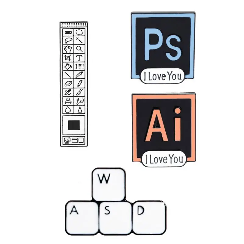I Love PS AI Photoshop Toolbar Computer Window Enamel Brooch Safety Pins Creative Jewelry
I Love PS AI Photoshop Toolbar Computer Window Enamel Brooch Safety Pins Creative Jewelry