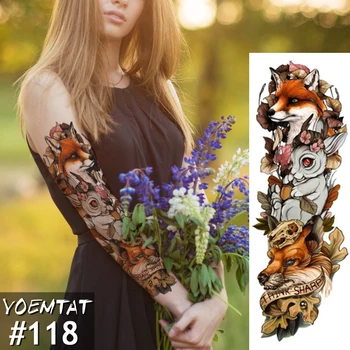 New 1 Piece Temporary Tattoo Sticker Fox Rabbit Full Flower Tattoo with Arm Body Art Big Large Fake Tattoo Sticker
New 1 Piece Temporary Tattoo Sticker Fox Rabbit Full Flower Tattoo with Arm Body Art Big Large Fake Tattoo Sticker
