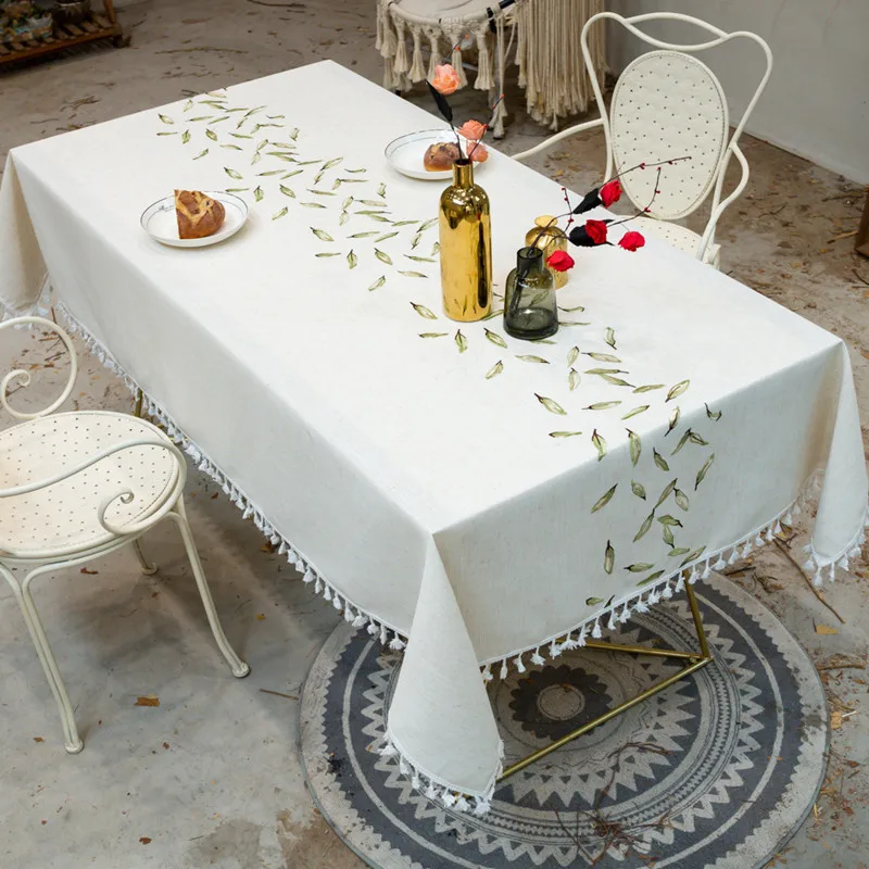 New Embroidery Decorative Linen Tablecloth With Tassel Waterproof Oilproof Rectangular Wedding Dining Table Cover Table Cloth
New Embroidery Decorative Linen Tablecloth With Tassel Waterproof Oilproof Rectangular Wedding Dining Table Cover Table Cloth