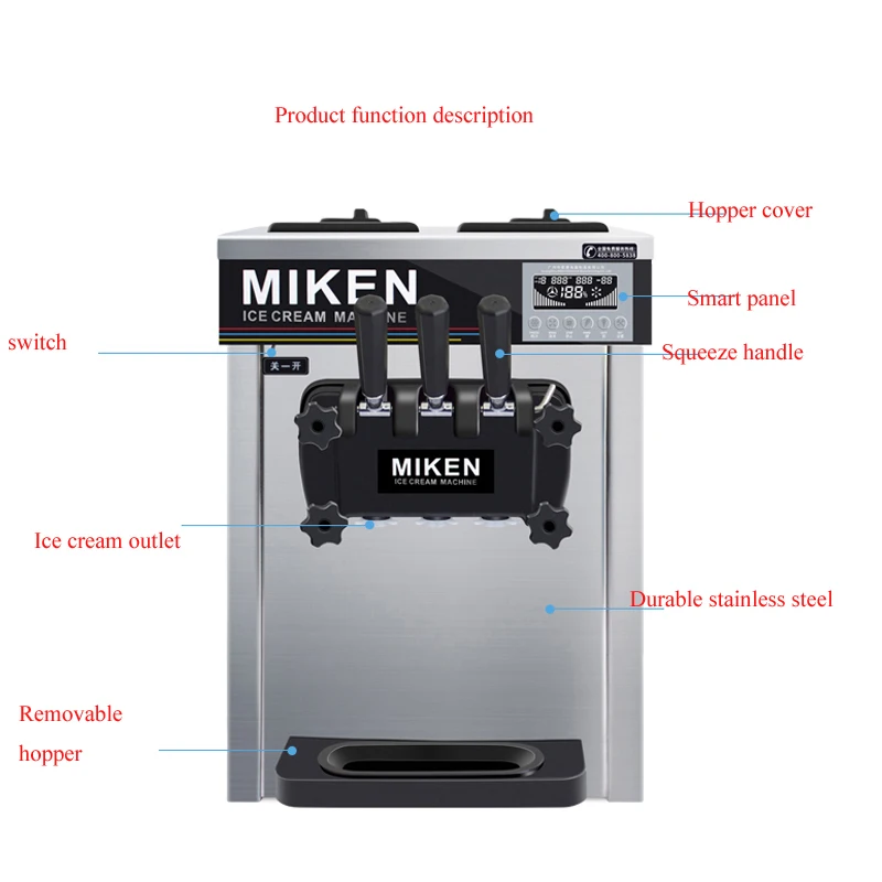 Машина для приготовления мягкого мороженого с тремя вкусами, коммерческая машина для приготовления мороженого, настольная машина для приготовления мороженого из нержавеющей стали
Машина для приготовления мягкого мороженого с тремя вкусами, коммерческая машина для приготовления мороженого, настольная машина для приготовления мороженого из нержавеющей стали