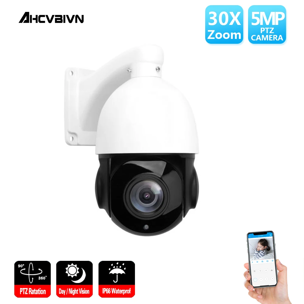 AHCVBIVN Onvif HD 5MP 80m IR Nightvision Mini CCTV Security IP PTZ Camera Speed Dome 30X Zoom Network PTZ IP Camera H.265 H.264
AHCVBIVN Onvif HD 5MP 80m IR Nightvision Mini CCTV Security IP PTZ Camera Speed Dome 30X Zoom Network PTZ IP Camera H.265 H.264