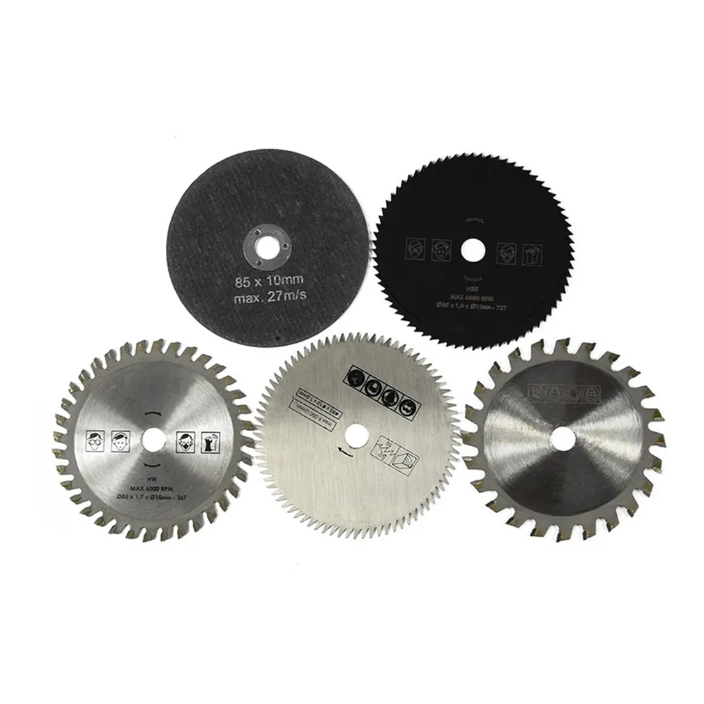 5PCS HSS TCT Circular Saw Blade set 85x10MM Wood Cutting Discs for Dremel Metal Cutter Rotary Tool Cutting Discs set
5PCS HSS TCT Circular Saw Blade set 85x10MM Wood Cutting Discs for Dremel Metal Cutter Rotary Tool Cutting Discs set