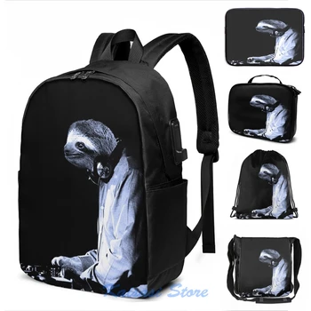 Funny Graphic print DJ Sloth USB Charge Backpack men School bags Women bag Travel laptop bag
Funny Graphic print DJ Sloth USB Charge Backpack men School bags Women bag Travel laptop bag