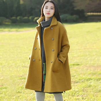 Fashion New Jacket Winter Women Double Breasted thick Warm Woolen Outerwear Ladies Coats Casual Wool Blend Coat Loose Overcoat 
Fashion New Jacket Winter Women Double Breasted thick Warm Woolen Outerwear Ladies Coats Casual Wool Blend Coat Loose Overcoat