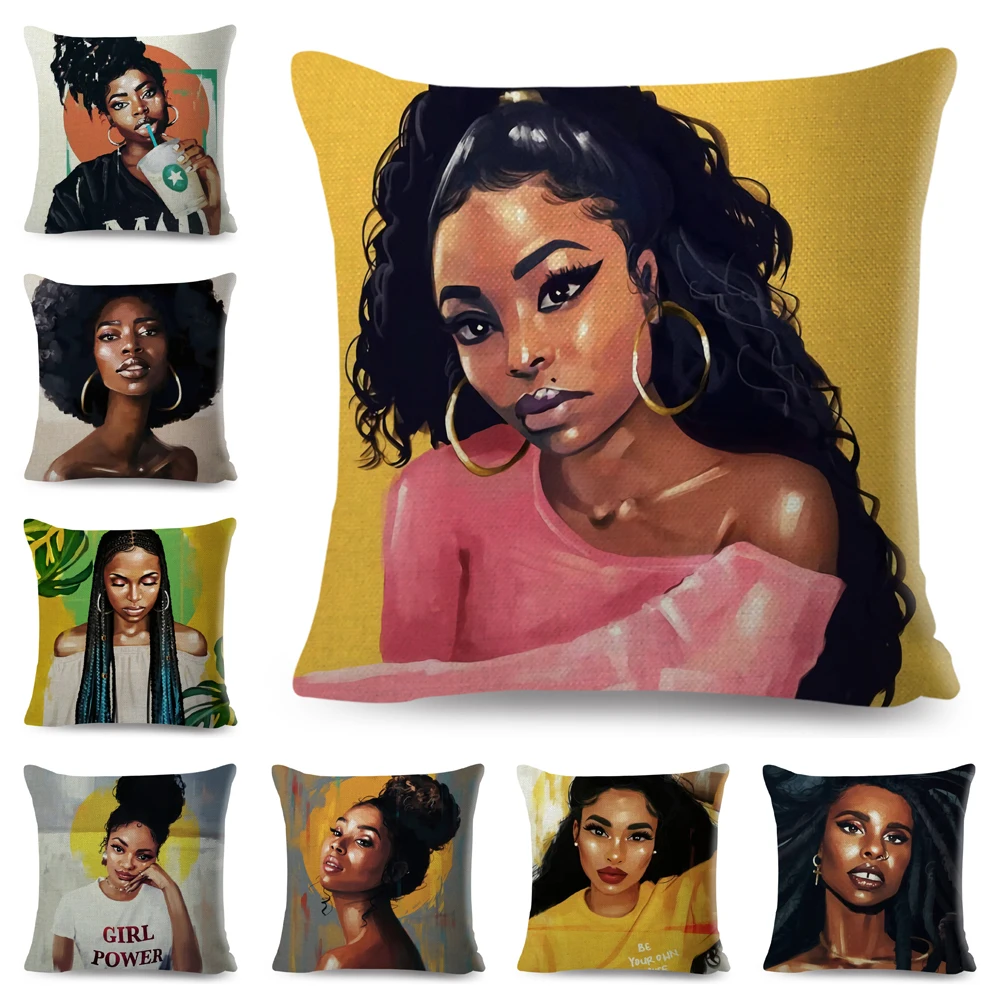 Cartoon Black Girl Pillow Case Decor Colorful Beautiful Africa Women Lady Cushion Cover for Sofa Car Home Polyester Pillowcase
Cartoon Black Girl Pillow Case Decor Colorful Beautiful Africa Women Lady Cushion Cover for Sofa Car Home Polyester Pillowcase