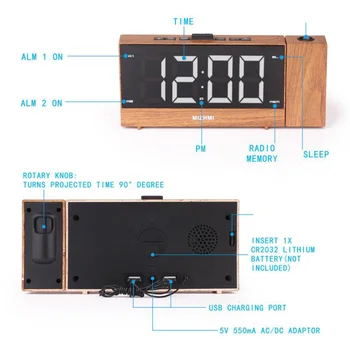 FM Radio Digital Projection Clock 1.8 inch Multi Function LED Display Electronic Clock (Wood Grain)
FM Radio Digital Projection Clock 1.8 inch Multi Function LED Display Electronic Clock (Wood Grain)
