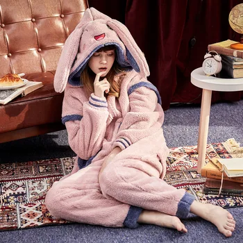 Coral Fleece Pajamas Women's Autumn and Winter Cute Rabbit Eared Jumpsuit Warm Padded New Leisure Tops
Coral Fleece Pajamas Women's Autumn and Winter Cute Rabbit Eared Jumpsuit Warm Padded New Leisure Tops