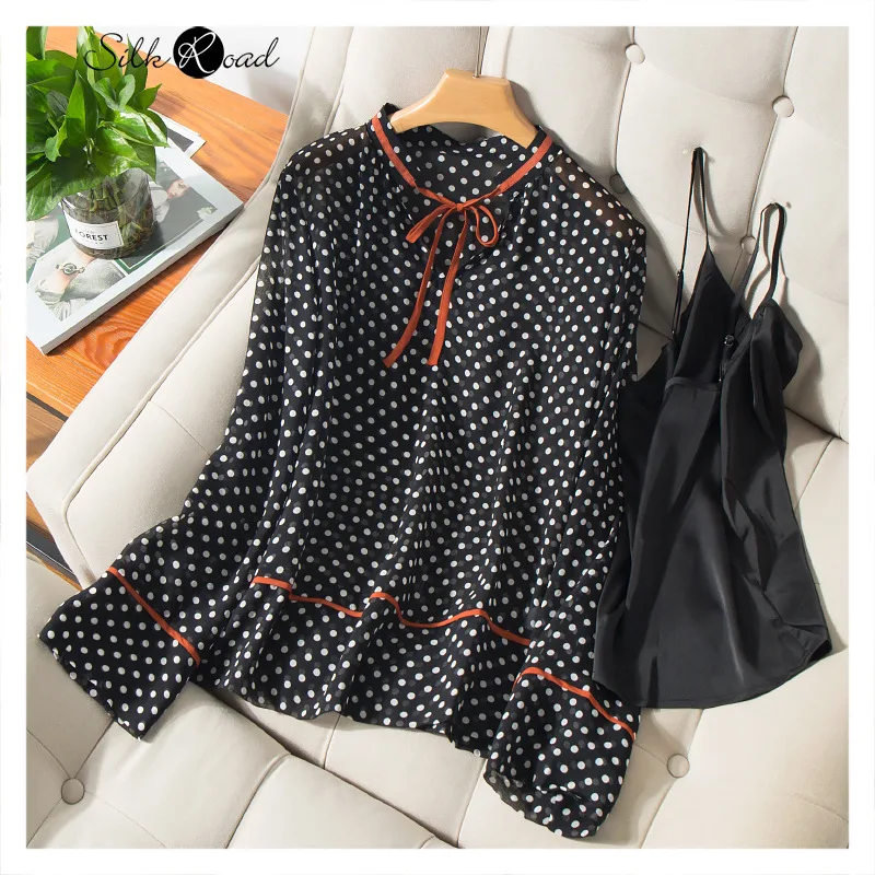 Silviye Contrasting Color Lace-up Dot Prints Silk Long-Sleeved Upper Garment Women's Design Non-Mainstream Young Shirt
Silviye Contrasting Color Lace-up Dot Prints Silk Long-Sleeved Upper Garment Women's Design Non-Mainstream Young Shirt