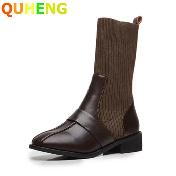 New Autumn Women's Boots 2020 Fashion Leather Patchwork Mid-Tube Elastic Boots Casual Wild Chunky Heel Round Head Female Boots
New Autumn Women's Boots 2020 Fashion Leather Patchwork Mid-Tube Elastic Boots Casual Wild Chunky Heel Round Head Female Boots