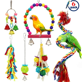 6 Pcs/set Pet Birds Swing Standing Chewing Toys Cage Hanging Perches Bells Climbing Rope Toys Bird Toys Accessories Supplies D30
6 Pcs/set Pet Birds Swing Standing Chewing Toys Cage Hanging Perches Bells Climbing Rope Toys Bird Toys Accessories Supplies D30