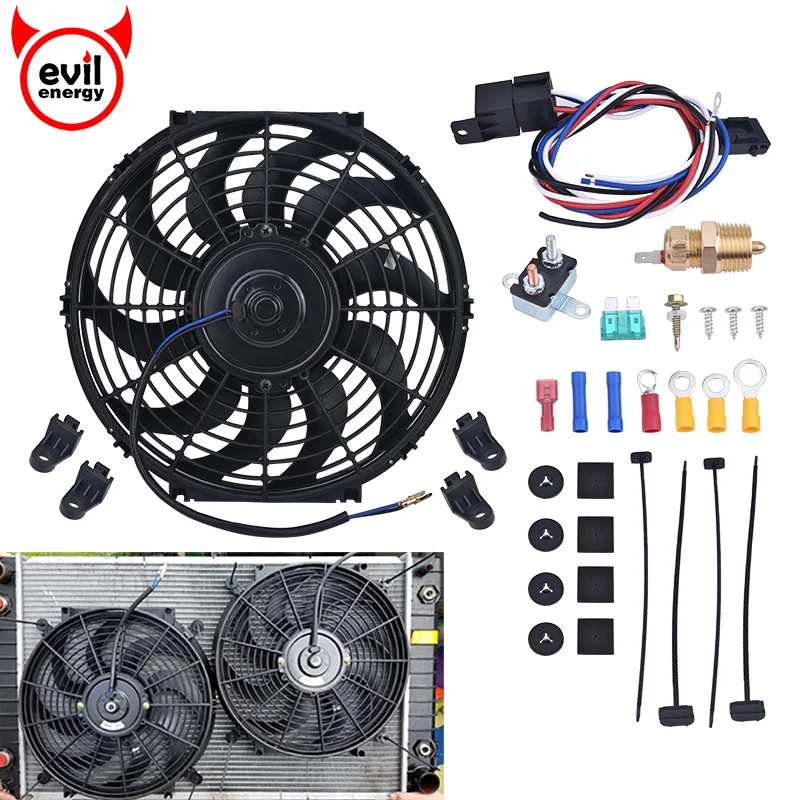 evil energy 12 14 16Inch Electric Cooling Radiator Fan Kit Automobile Radiator Fan Thermostat Relay Switch Kit 12V 80W 160W
evil energy 12 14 16Inch Electric Cooling Radiator Fan Kit Automobile Radiator Fan Thermostat Relay Switch Kit 12V 80W 160W