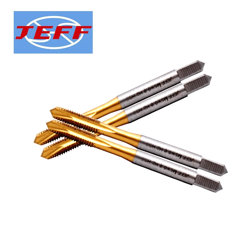 JEFF HSS Metric With TIN Spiral Pointed Tap M2 M2.5 M3 M4 M5 M6 M8 M10 M12 X0.45 X0.5 X0.7 X0.8 X1.5 Machine Screw Thread Taps
JEFF HSS Metric With TIN Spiral Pointed Tap M2 M2.5 M3 M4 M5 M6 M8 M10 M12 X0.45 X0.5 X0.7 X0.8 X1.5 Machine Screw Thread Taps
