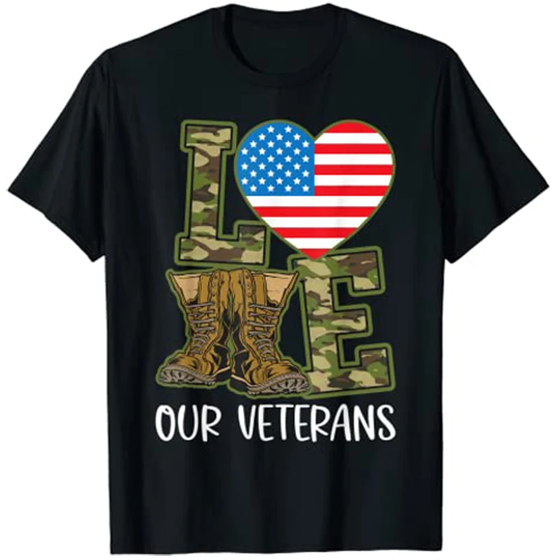 Love Our Veterans Day Proud Military US Flag T-Shirt Customized Products Men Clothing
Love Our Veterans Day Proud Military US Flag T-Shirt Customized Products Men Clothing