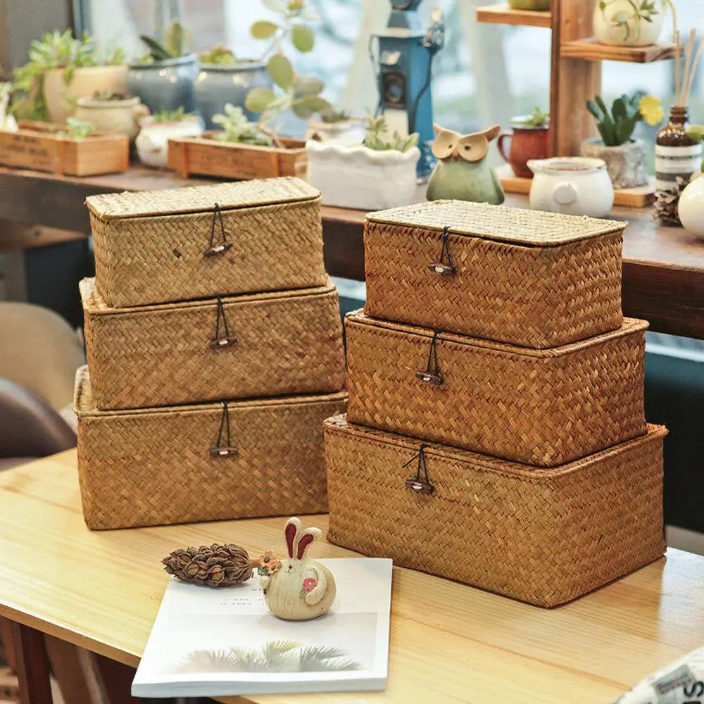 Rattan Storage Box With Lid Hand-woven Jewelry Box Wicker Makeup Organizer Food Container Storage Boxes
Rattan Storage Box With Lid Hand-woven Jewelry Box Wicker Makeup Organizer Food Container Storage Boxes