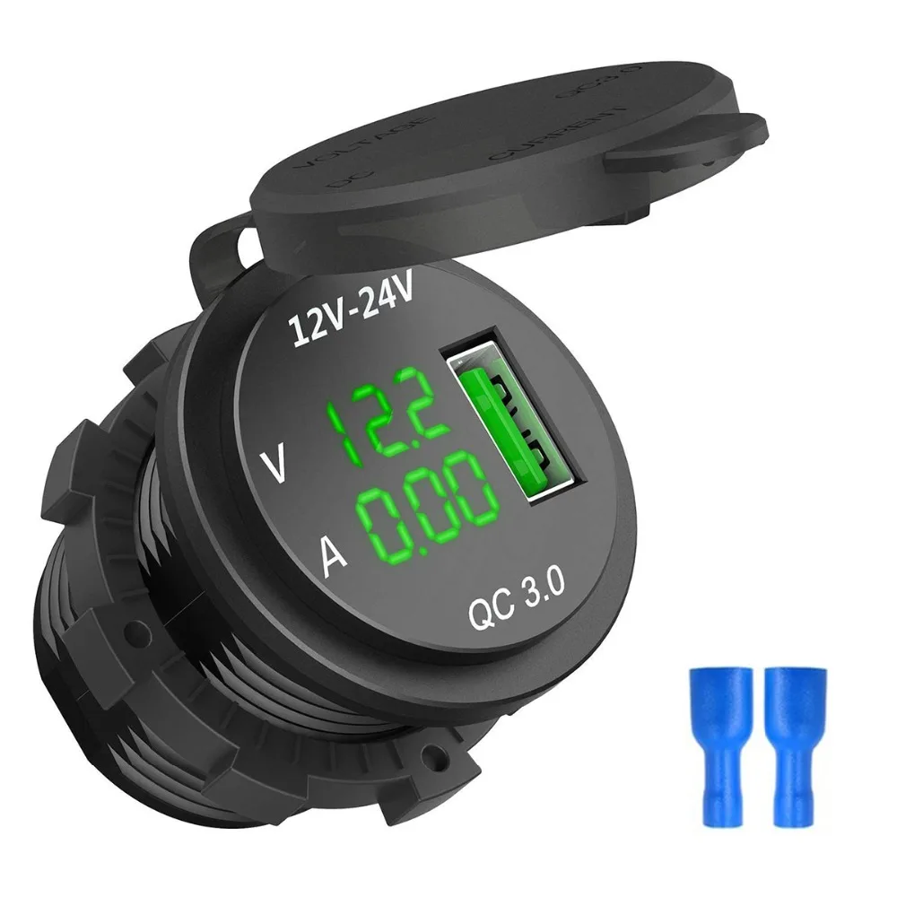 12-24V QC3.0 USB Car Charger 5V 3A LED Digital Display Car Fast Charging Charger With Waterproof Cover For Car Motorcycle Boat
12-24V QC3.0 USB Car Charger 5V 3A LED Digital Display Car Fast Charging Charger With Waterproof Cover For Car Motorcycle Boat