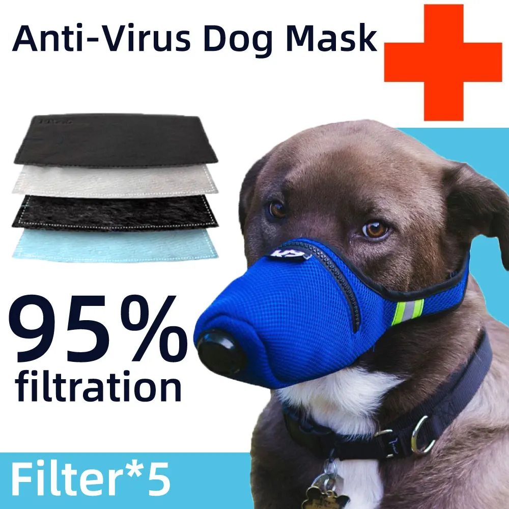 

Replaceable Filter Dog Masks Respirator Coronavirus Anti Viru PM2.5 Puppy Guard Mask Large Small Dog Mask Protective Muzzle Mask