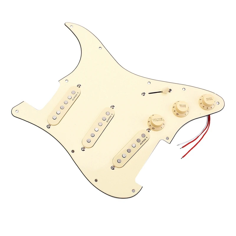 Electric Guitar Loaded Pickguard 3-Ply SSS PVC Pickguard with 3 ALNICO V Single Coil Pickups 5-Way Switch
Electric Guitar Loaded Pickguard 3-Ply SSS PVC Pickguard with 3 ALNICO V Single Coil Pickups 5-Way Switch