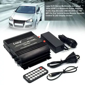 Hi-Fi Stereo Multimedia 4-Channel 180w Bluetooth Power Amplifier Audio Amp Booster USB SD DVD CD FM MP3 for Car Vehicle Home
Hi-Fi Stereo Multimedia 4-Channel 180w Bluetooth Power Amplifier Audio Amp Booster USB SD DVD CD FM MP3 for Car Vehicle Home