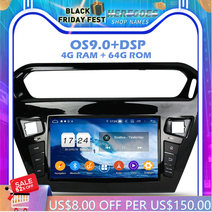 1280*720 IPS DSP Android 10 0 + 4G 64G Встроенная память 8core dvd-плеер для автомобиля Wi-Fi Bluetooth 5