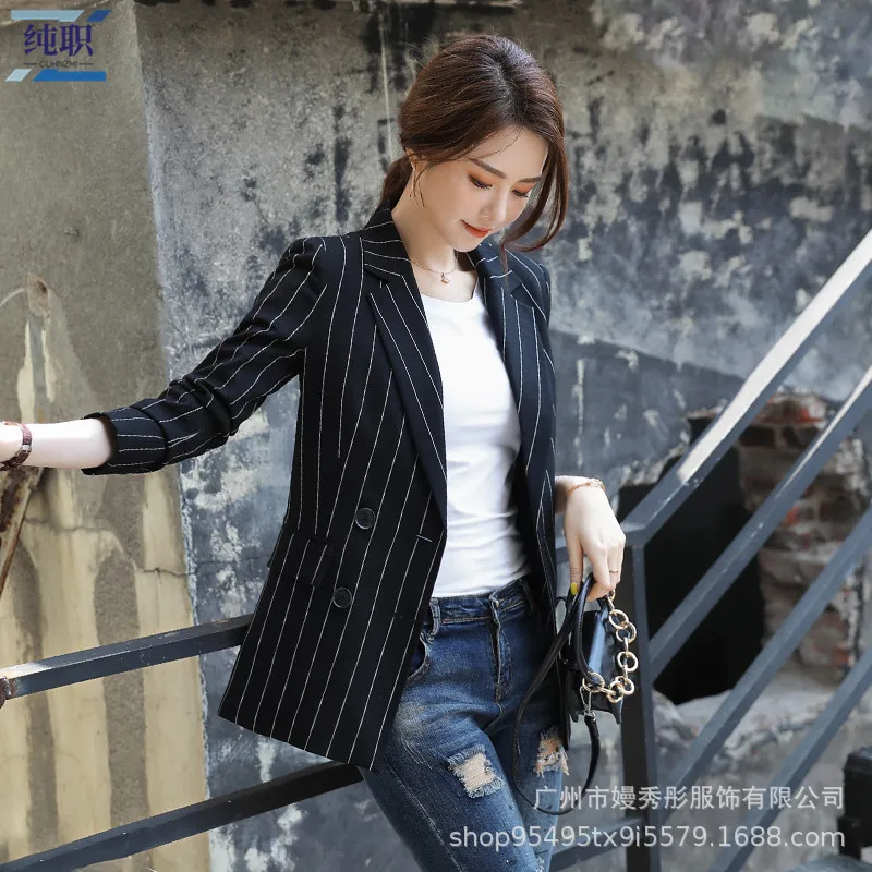 Stripes Small Suit WOMEN'S Coat 2019 Autumn And Winter New Style Fashion Ol Elegant Slim Fit Short Long Sleeve Suit Wear 
Stripes Small Suit WOMEN'S Coat 2019 Autumn And Winter New Style Fashion Ol Elegant Slim Fit Short Long Sleeve Suit Wear