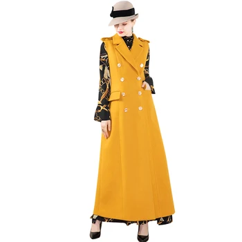 2020 European Style Fall Winter Wool Coat Short Sleeve Turn Down Collar Long Vest Yellow Outwear Elegant Blends DZ2517
2020 European Style Fall Winter Wool Coat Short Sleeve Turn Down Collar Long Vest Yellow Outwear Elegant Blends DZ2517