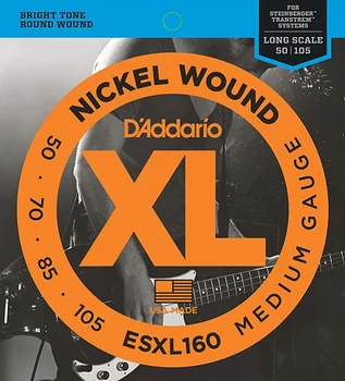 Esxl160 nickel strings for bass guitar, medium, 50-105, Ball on 2 ends, D'Addario
Esxl160 nickel strings for bass guitar, medium, 50-105, Ball on 2 ends, D'Addario