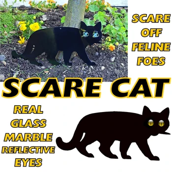 1Pcs Stop Pest Spikes Fixing Deterrent Protect With Eyes Black Rodents PVC Cat Shape Control Rustproof Bird Repel Garden
