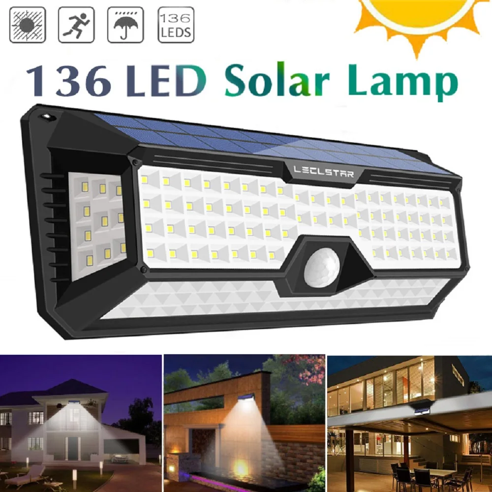 66 118 136 LED Outdoor Lighting Solar Motion Sensor Light 3 Mode Waterproof Solar Powered Street/Wall Lamp for Garden Decoration
66 118 136 LED Outdoor Lighting Solar Motion Sensor Light 3 Mode Waterproof Solar Powered Street/Wall Lamp for Garden Decoration