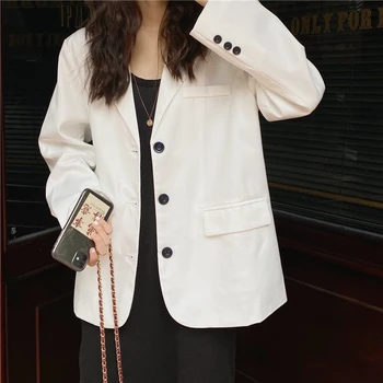 Women Spring Handsome Blazer Jacket Coat Long Sleeve Loose Notched Collar Single Breasted Outwear
Women Spring Handsome Blazer Jacket Coat Long Sleeve Loose Notched Collar Single Breasted Outwear