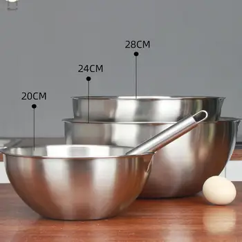 304 Stainless Steel Mixing Bowls Nesting Storage Bowls Set Kitchen Salad Bowls Cooking Bowl Baking Accessory with Scale
304 Stainless Steel Mixing Bowls Nesting Storage Bowls Set Kitchen Salad Bowls Cooking Bowl Baking Accessory with Scale