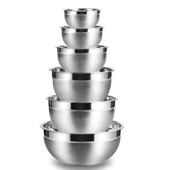 Stainless Steel Mixing Bowls (Set of 6) Non Slip Nesting Whisking Bowls Set Mixing Bowls For Salad Cooking Baking KC0257
Stainless Steel Mixing Bowls (Set of 6) Non Slip Nesting Whisking Bowls Set Mixing Bowls For Salad Cooking Baking KC0257