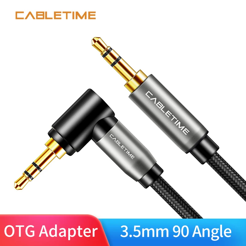 Аудио кабель Cabletime Jack 3 5 мм стерео AUX прямоугольный аудиокабель наушники динамик