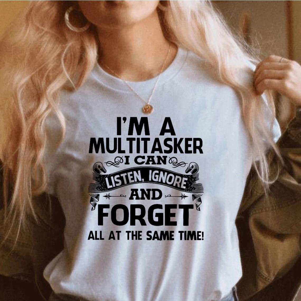 Sarcastic T-Shirt Women Attitude Tees Dark Humor I'm A Multitasker I Can Listen Ignore and Forget Funny Saying Shirts
Sarcastic T-Shirt Women Attitude Tees Dark Humor I'm A Multitasker I Can Listen Ignore and Forget Funny Saying Shirts