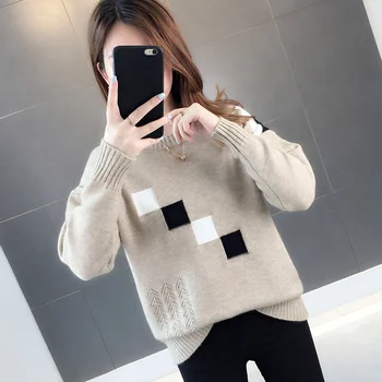 Lazy wind pullover loose female Korean version 2020 new autumn and winter sweater chic thick bottoming tide 
Lazy wind pullover loose female Korean version 2020 new autumn and winter sweater chic thick bottoming tide