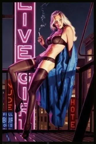 HILDEBRANDT PINUP LIVE GIRL SILK плакат декоративной живописи 24x36inch | Дом и сад