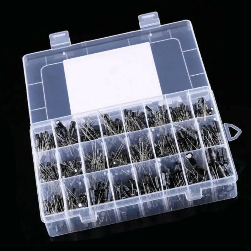 500Pcs/lot 0.1UF-1000UF 24Values Aluminum Electrolytic Capacitors 16-50V mix Electrolytic capacitor Assorted kit and storage box
500Pcs/lot 0.1UF-1000UF 24Values Aluminum Electrolytic Capacitors 16-50V mix Electrolytic capacitor Assorted kit and storage box