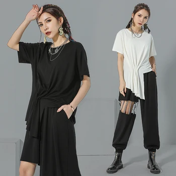 Large size irregular pleated jacket short sleeve loose solid color t-shirt simple casual fashion women's clothing
Large size irregular pleated jacket short sleeve loose solid color t-shirt simple casual fashion women's clothing