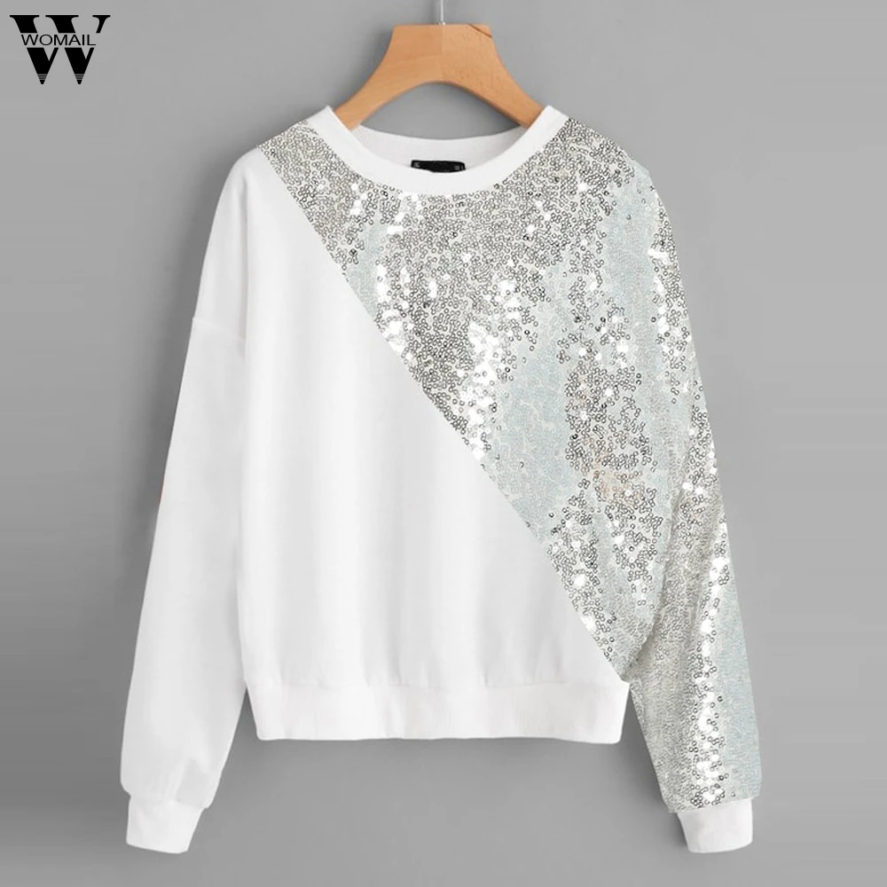 Womail Sweatshirts O-Neck Blings Sequins Color Block Patchwork sweatshirts Casual Long Sleeve Sweatshirts pullover
Womail Sweatshirts O-Neck Blings Sequins Color Block Patchwork sweatshirts Casual Long Sleeve Sweatshirts pullover