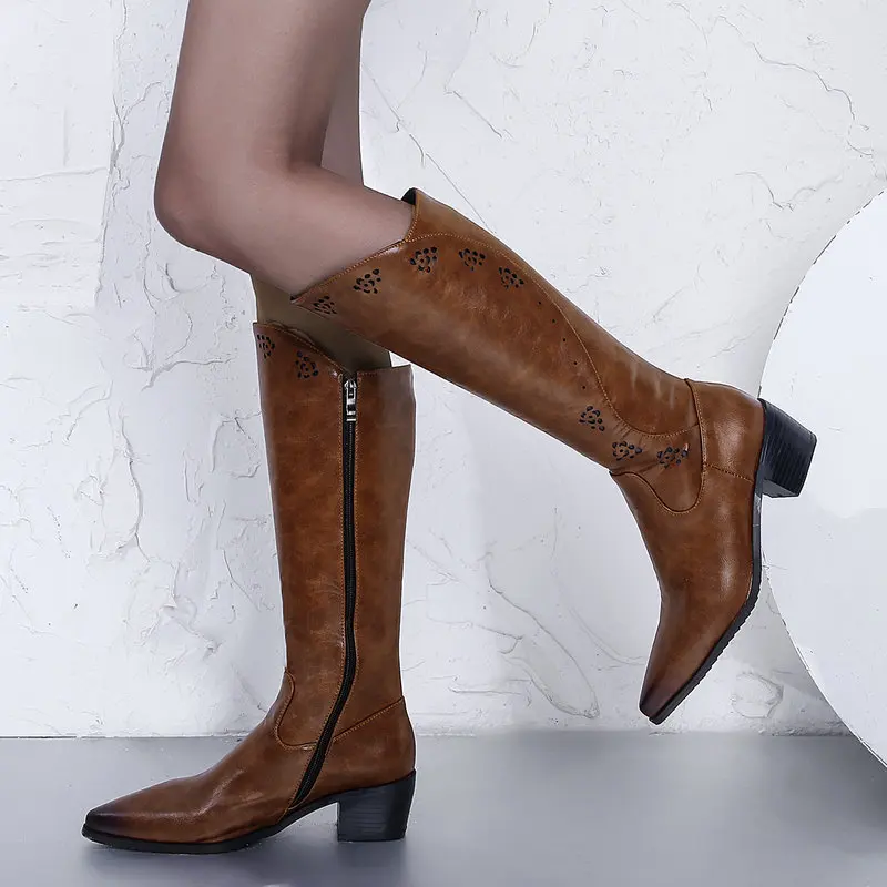 Fashion Spring Autumn Female Knee High Boots Hollow Breathable Zipper Women's Shoes Winter Warm Square Heel Slim Knight Boots
Fashion Spring Autumn Female Knee High Boots Hollow Breathable Zipper Women's Shoes Winter Warm Square Heel Slim Knight Boots