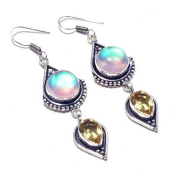 Genuine Rainbow Fire Topaz + Citrine Silver Overlay on Copper Earrings , Hand made Jewelry Gift
Genuine Rainbow Fire Topaz + Citrine Silver Overlay on Copper Earrings , Hand made Jewelry Gift